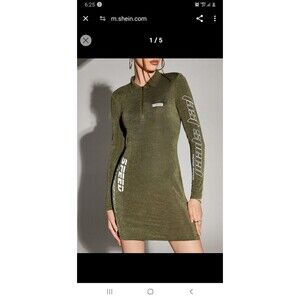 SHEIN ICON Bikercore Letter Graphic Quarter Zip Bodycon Dress
Size LG
Preowned